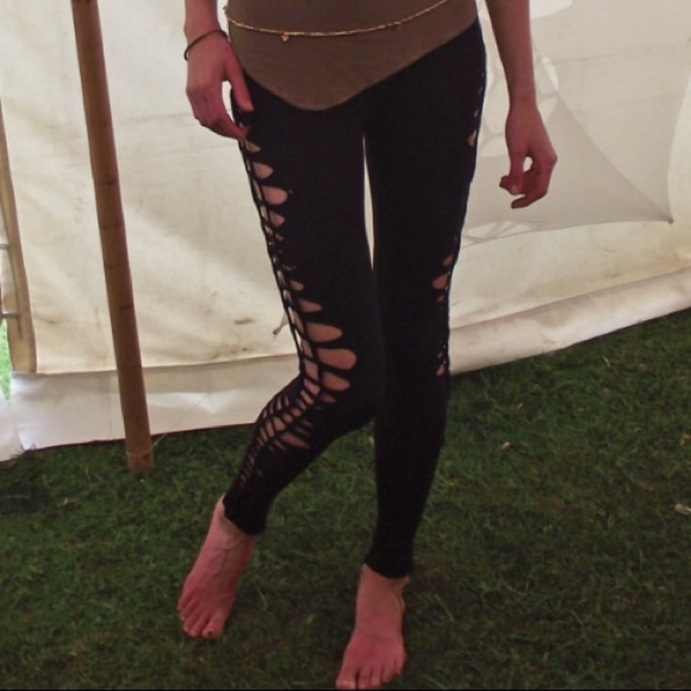 Brown braided woven pixie leggings